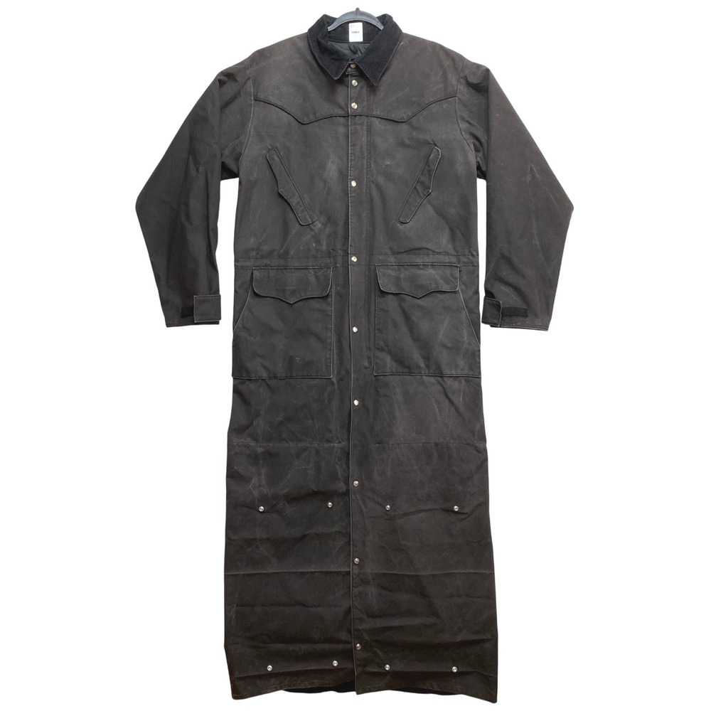 Schaefer Outfitter Duster Coat Mens M Gray Waxed Canvas Western Long Jacket